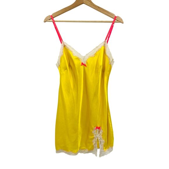 Victoria's Secret 2009 Yellow Pink Y2K Slip Dress - Picture 1 of 5